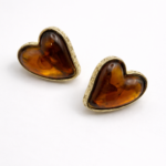 Ohrringe Bernstein Herz Gold