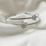 Doppel Armreif Bloom Silber