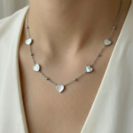 Silber Halskette Damen mit Herz Anhänger aus Edelstahl - PERLENHERZ