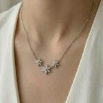 Halskette 3 Blüten Silber