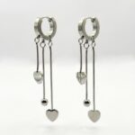 Ohrring METALIC HERZ Hängend Silber