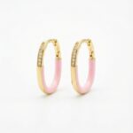 Ohrring OVAL Pink Creolen Gold