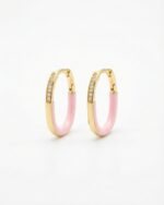 Ohrring OVAL Pink Creolen Gold