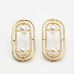 Ohrring OVALER RAHMEN mit Perlen Gold