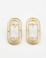 Ohrring OVALER RAHMEN mit Perlen Gold