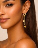 Ohrring METALIC HERZ Hängend Gold – Bild 2