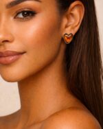 Ohrringe Bernstein Herz Gold – Bild 2