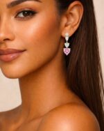 Ohrring ROYAL HERZ Pink - Gold – Bild 2