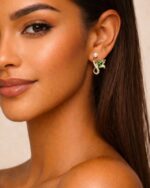 Ohrring BLOOM Smaragd Rosegold – Bild 2