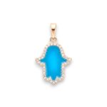 Anhänger FATIMA HAND Turquoise Roségold