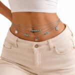 Bauchkette TURQUOISE CLOVER Silber