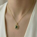 Halskette SMARAGD HALO Gold